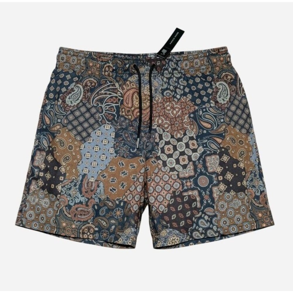 Kinetic Kings Fundamental Shorts Men's Sz 2XL Brown Floral Paisley Gym Athletic